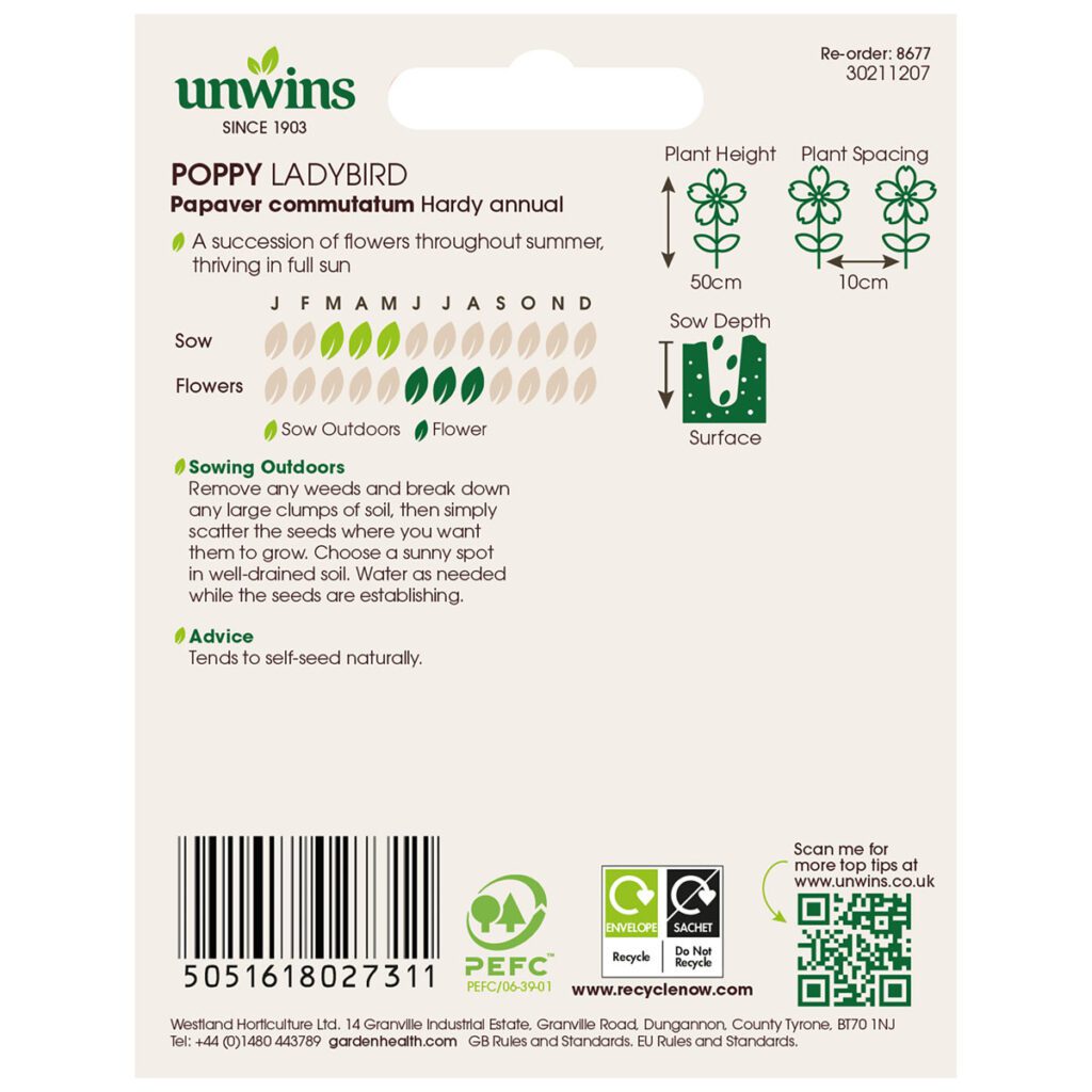 Unwins Poppy Ladybird Seeds 5051618027311 2